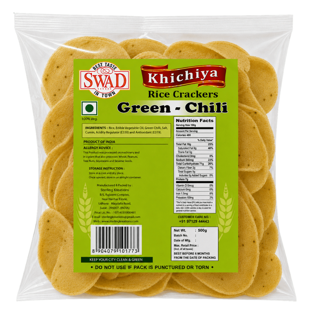 Swad Khichiya Green Chilli Rice Crackers 500 g buy online USA - 1